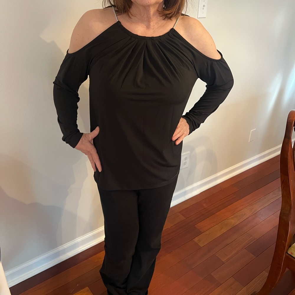 Michael Kors rope peekaboo shoulder top